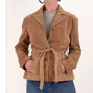 Women's Wilsons leather Brown Suede Belted Blazer XL